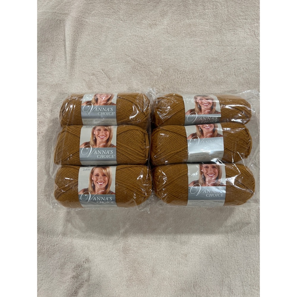 Vanna's Choice Lion Brand Yarn 6 Skeins Lot Honey 130 Medium#4 New Acrylic64905